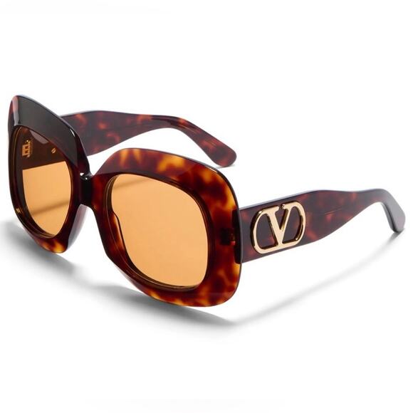 New! Valentino VLS 180C, Chic Tortoise Shell Oversized Sunglasses, Authentic main image 6